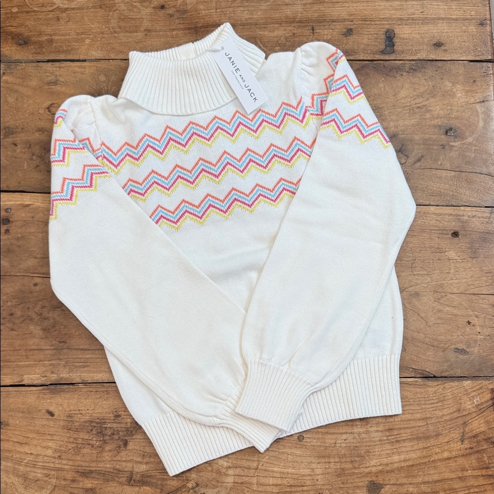 Janie and Jack Girls Sweater | Size 12 | Chevron Knit | NWT